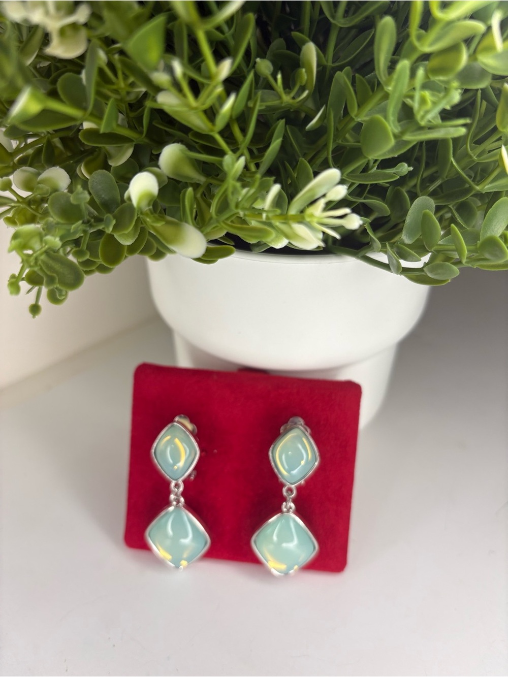 Aqua Glass Double Drop Earrings - Women Jewelry
